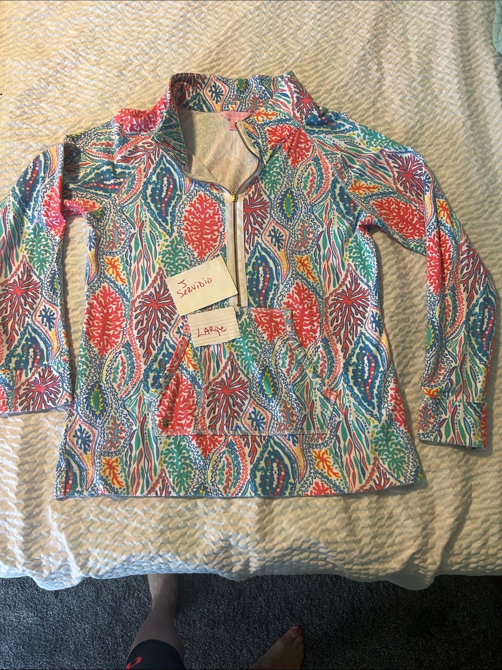 Lilly Pulitzer half zip pullover Coral Reef Print Pullover